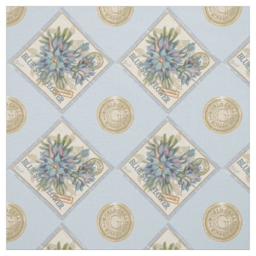 G Creation Office blue flower Fabric