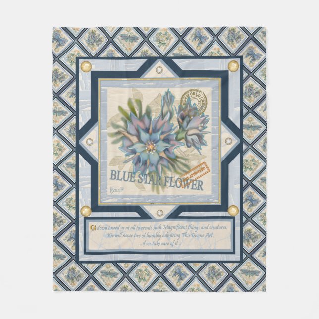 G Creation Office blue flower Fleece Blanket (Front)