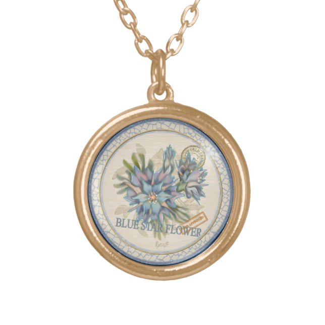 G Creation Office blue flower Gold Plated Necklace (Front)