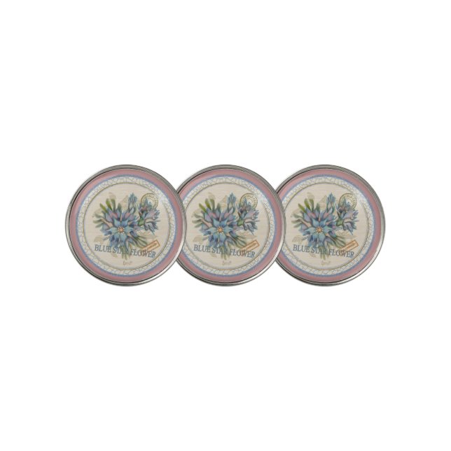 G Creation Office blue flower Golf Ball Marker (3 Up)