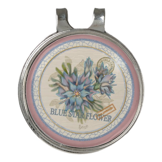 G Creation Office blue flower Golf Hat Clip (Front)