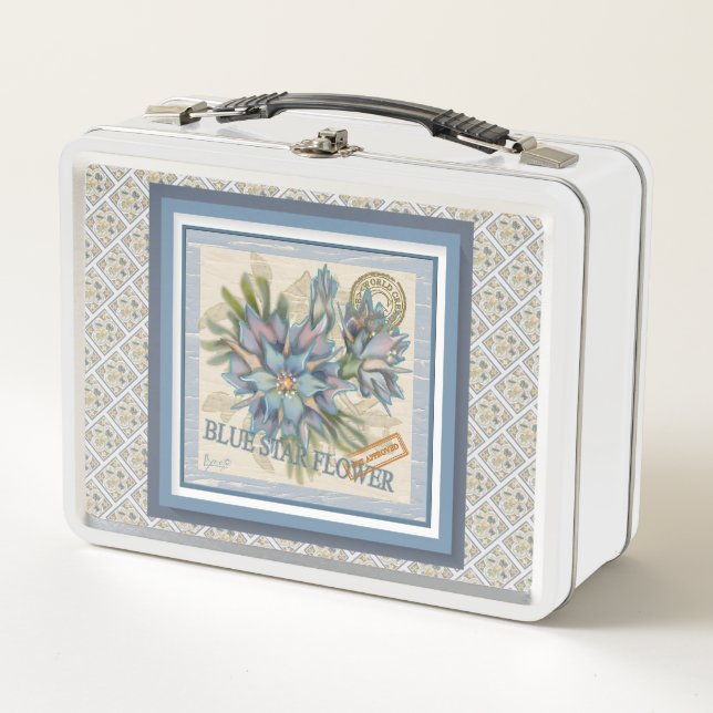G Creation Office blue flower Metal Lunch Box (Front)