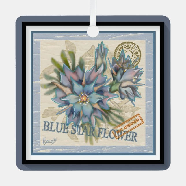 G Creation Office blue flower Metal Ornament (Front)