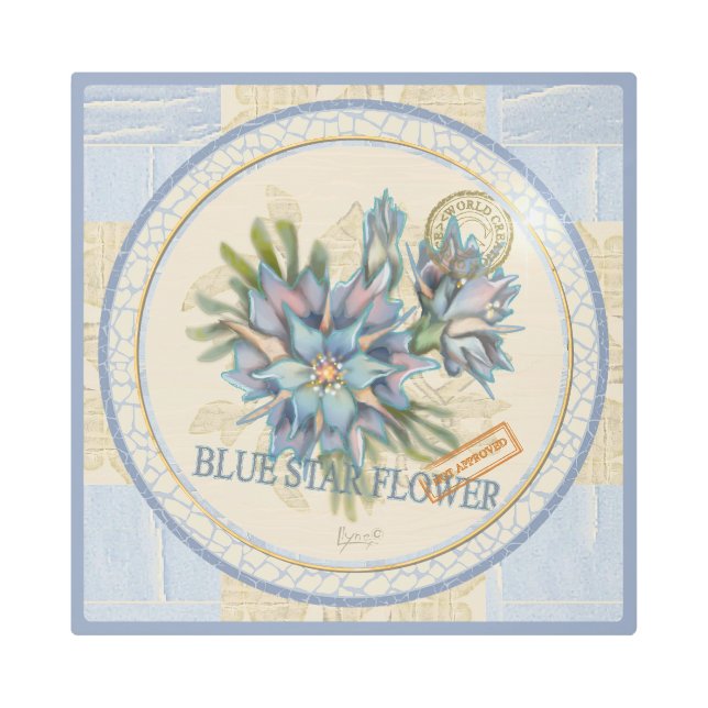 G Creation Office blue flower Metal Print (Front)