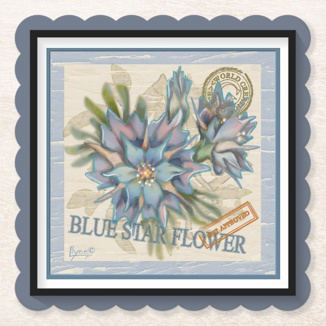 G Creation Office  blue flower Paper Coaster (Front)