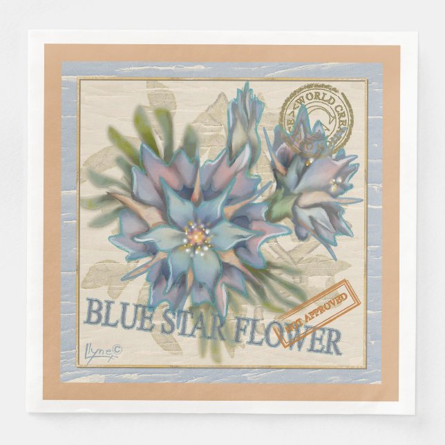G Creation Office blue flower Paper Dinner Napkins (Front)