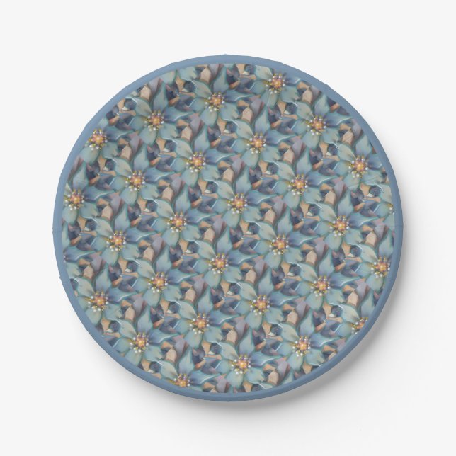 G Creation Office blue flower Paper Plates (Front)