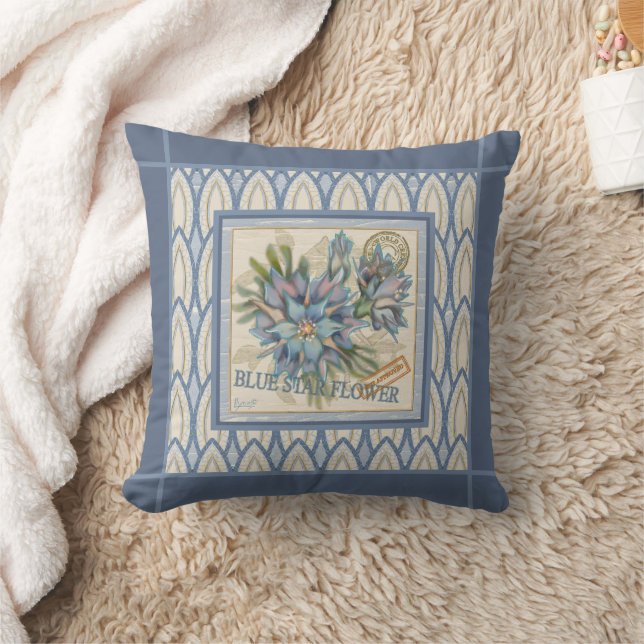 G Creation Office blue flower Throw Pillow (Blanket)