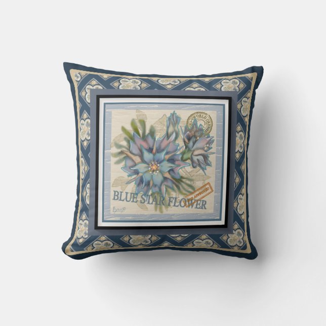 G Creation Office blue flower Throw Pillow (Front)