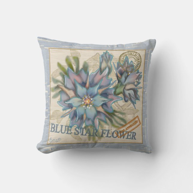 G Creation Office blue flower Throw Pillow (Front)