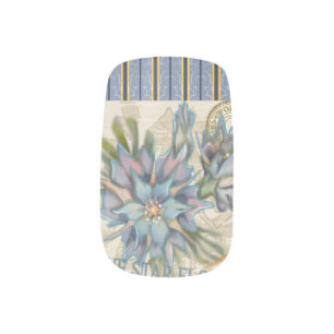 G Creation Office blue flowers Minx Nail Art