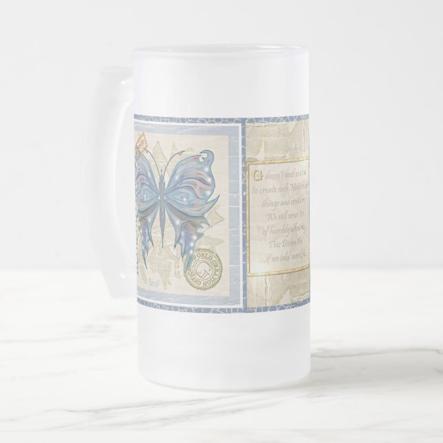 G Creation Office butterfly Frosted Glass Beer Mug (Front Left)