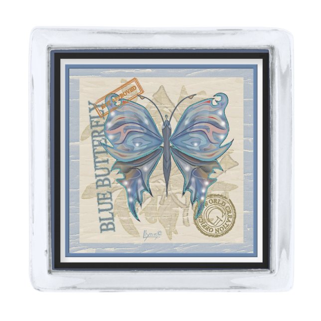 G Creation Office butterfly Silver Finish Lapel Pin (Front)