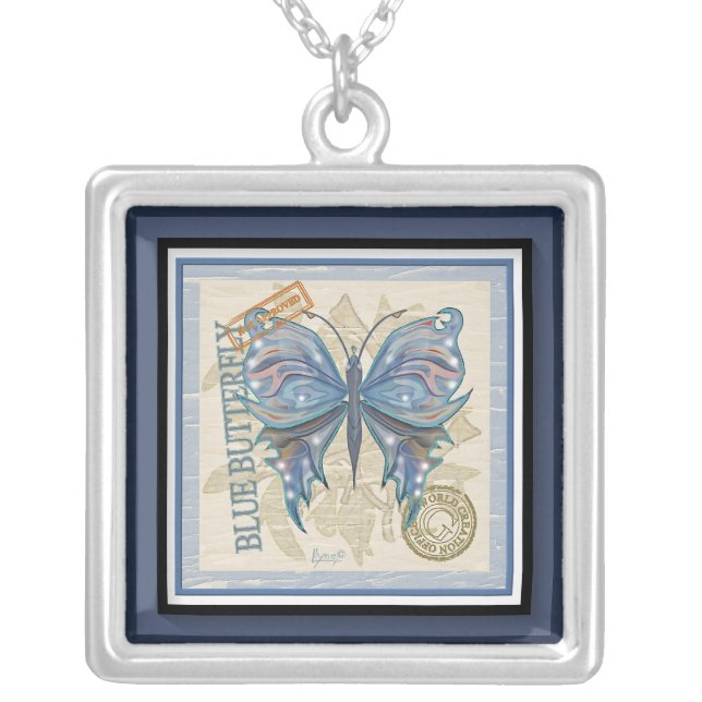G Creation Office butterfly Silver Plated Necklace (Front)