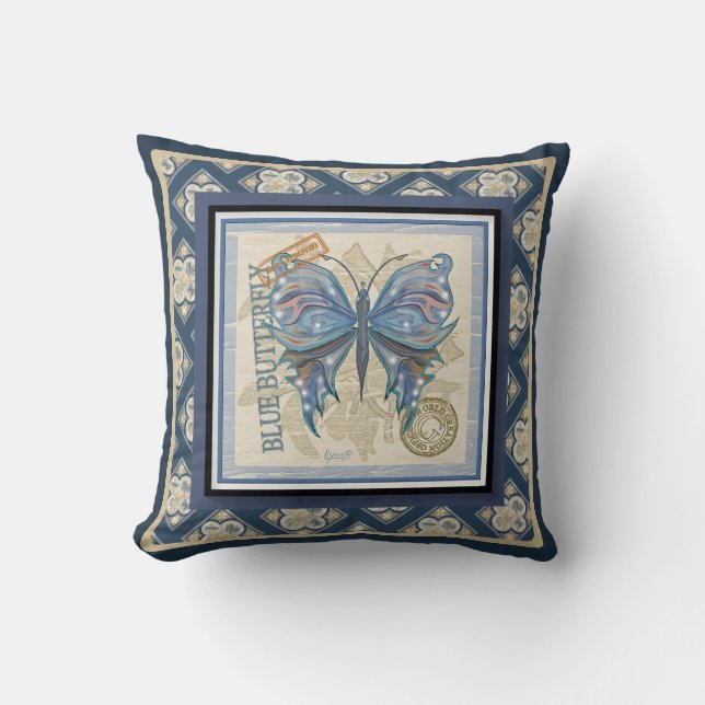 G Creation Office butterfly Throw Pillow (Front)