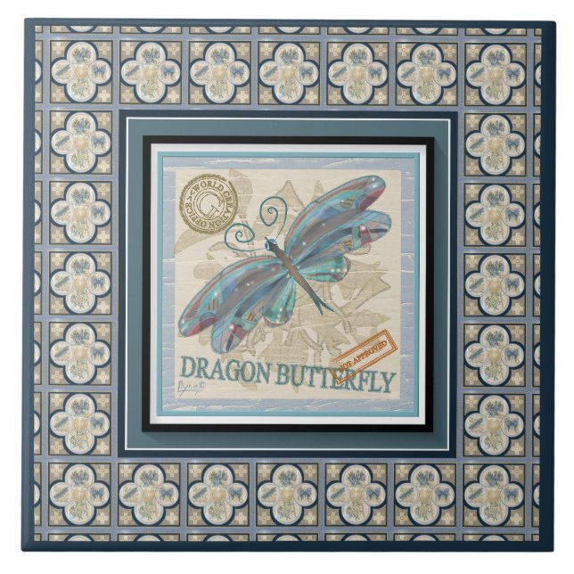 G Creation Office dragonfly Ceramic Tile (Front)