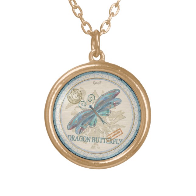 G Creation Office dragonfly Gold Plated Necklace (Front)