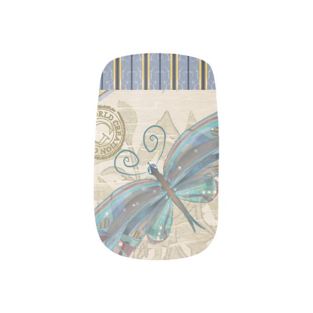 G Creation Office dragonfly Minx Nail Art (Left Thumb)