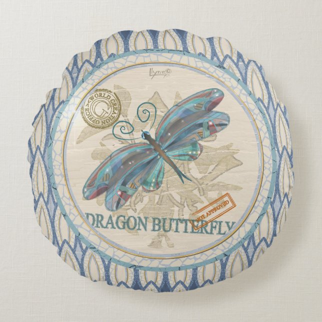 G Creation Office dragonfly Round Pillow (Front)