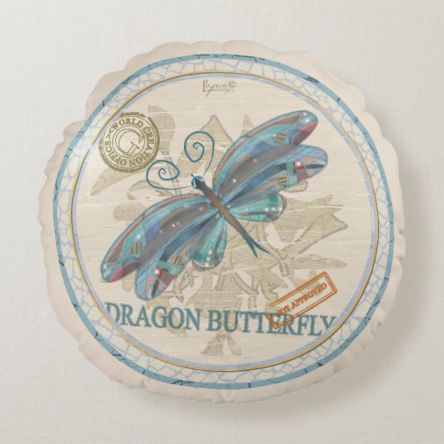 G Creation Office dragonfly Round Pillow (Front)