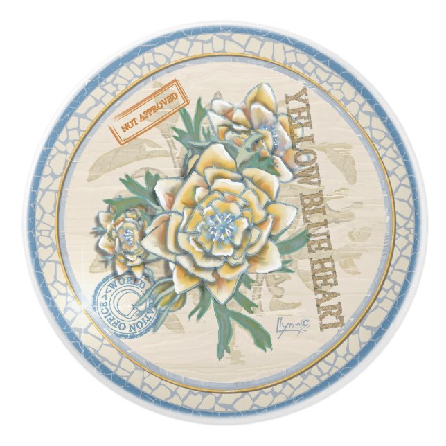 G Creation Office yellow flower Ceramic Knob (Front)