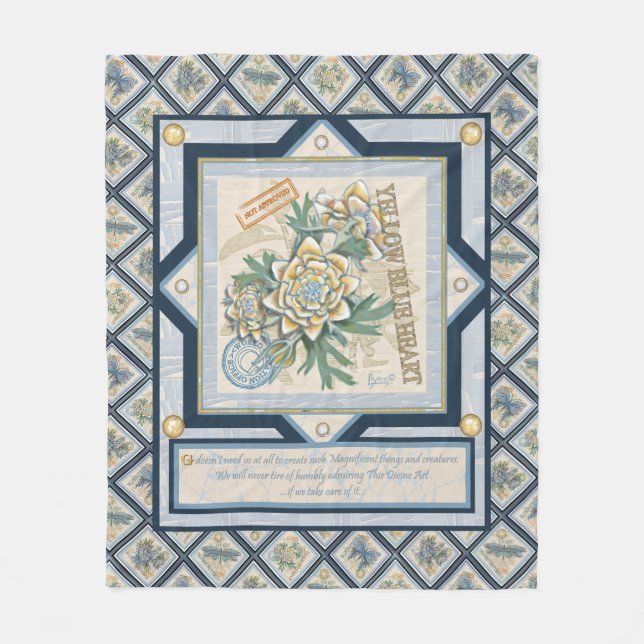 G Creation Office yellow flower Fleece Blanket (Front)