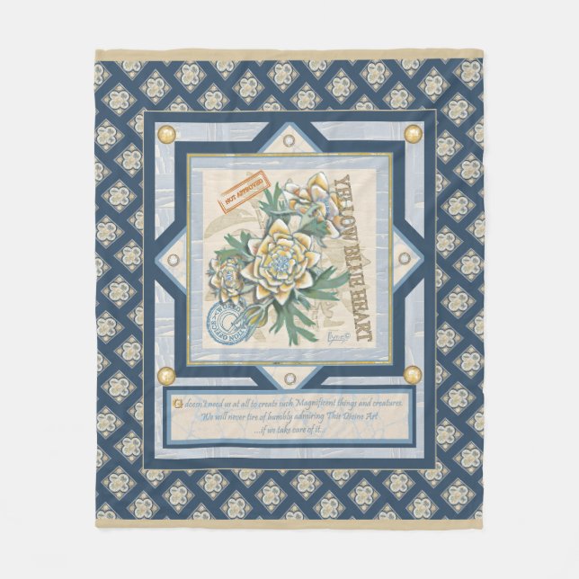 G Creation Office yellow flower Fleece Blanket (Front)