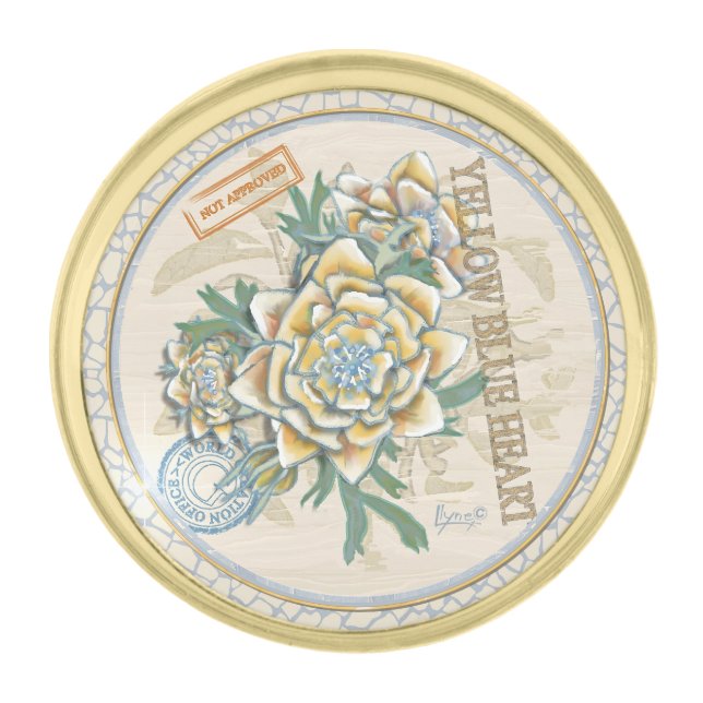 G Creation Office yellow flower Gold Finish Lapel Pin (Front)