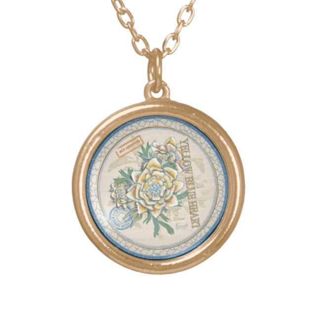 G Creation Office yellow flower Gold Plated Necklace (Front)