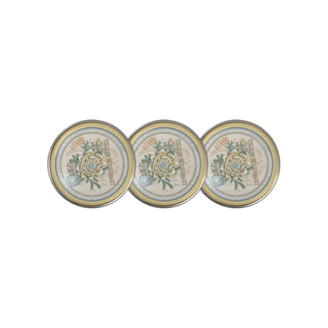G Creation Office yellow flower Golf Ball Marker (3 Up)