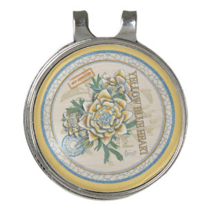 G Creation Office yellow flower Golf Hat Clip