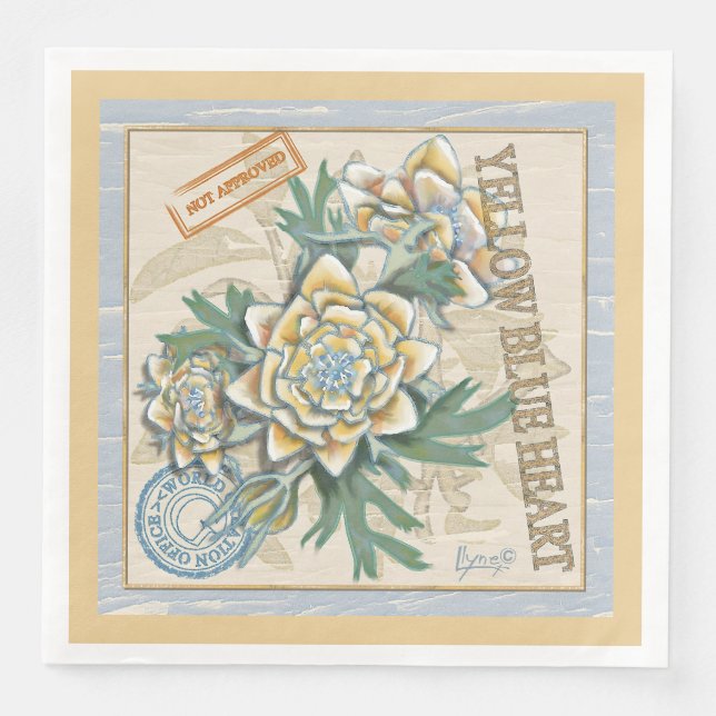 G Creation Office yellow flower Paper Dinner Napkins (Front)
