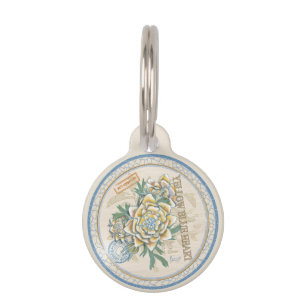 G Creation Office yellow flower Pet ID Tag