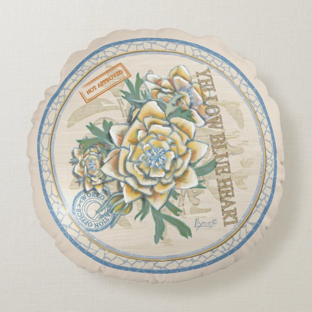 G Creation Office yellow flower Round Pillow (Front)