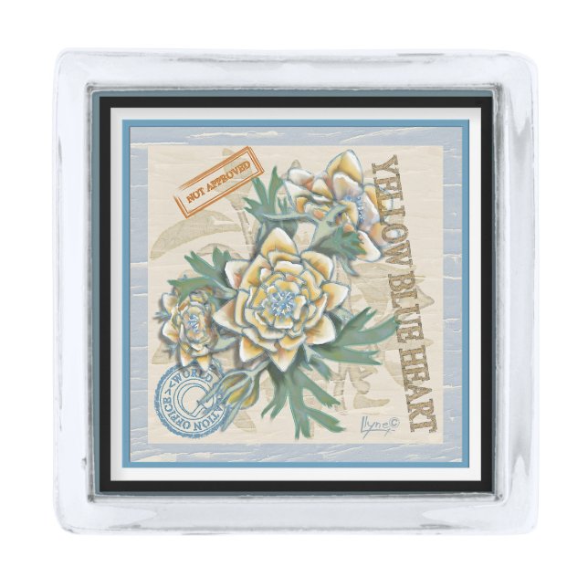 G Creation Office yellow flower Silver Finish Lapel Pin (Front)