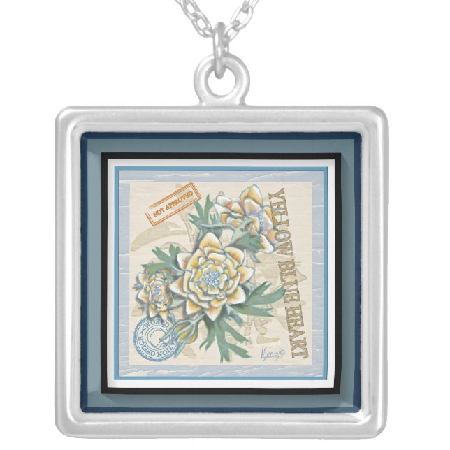 G Creation Office yellow flower Silver Plated Necklace (Front)