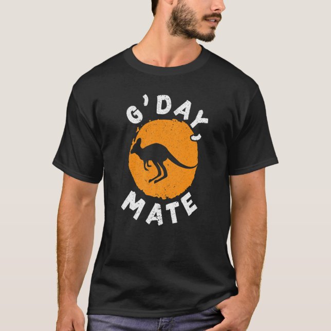 G' Day Mate Kangaroo Australia Australian Aussie V T-Shirt (Front)