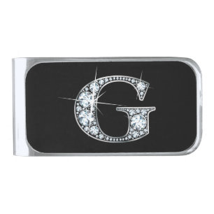 G "Diamond Bling" Silver Finish Money Clip