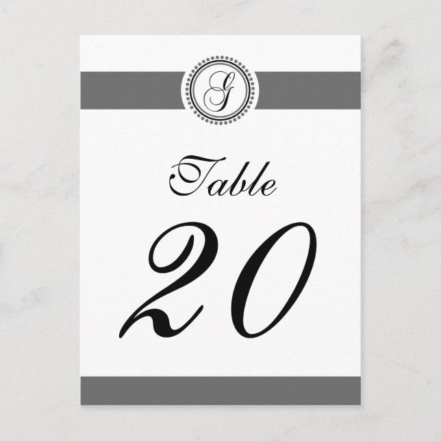 G Dot Circle Monogram Table Number (Black / Gray) (Front)