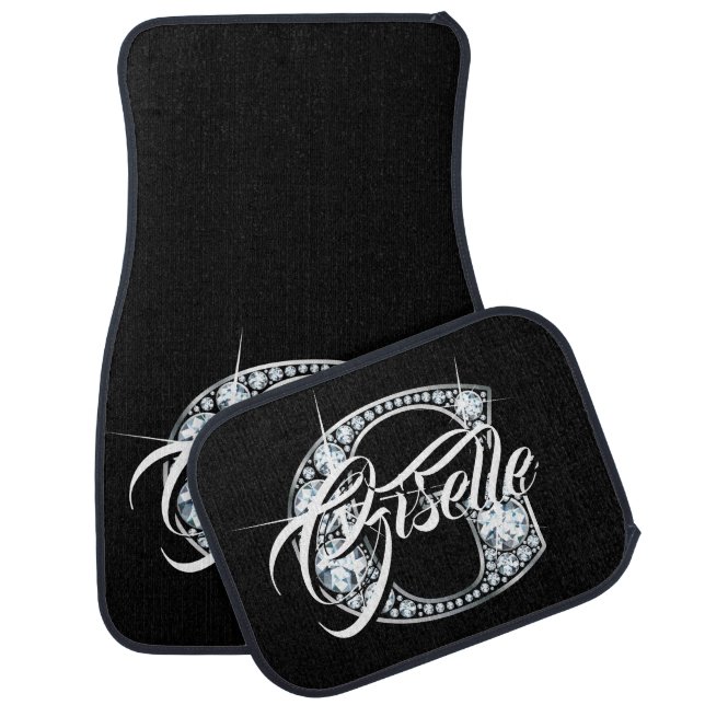 G Faux Diamond Bling Monogram Car Floor Mat (Set)