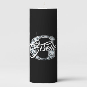 G Faux Diamond Bling Monogram Pillar Candle
