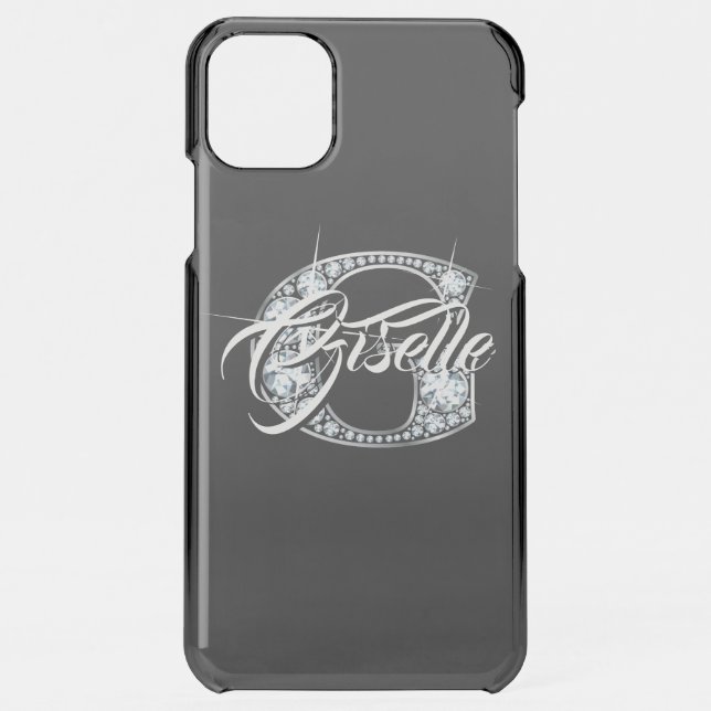 G Faux Diamond Bling Monogram Uncommon iPhone Case (Back)