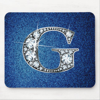 G Faux-"Diamond Bling" on Denim Mousepad