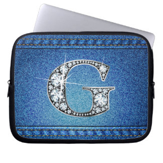 G Faux "Diamond" Denim Stitching Electronics Bag