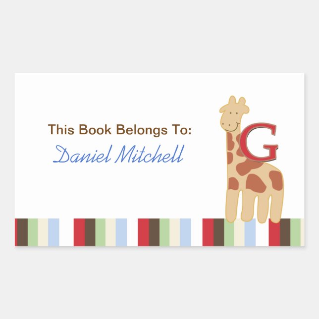 G for Giraffe Alphabet Soup Book Plate Sticker (Front)