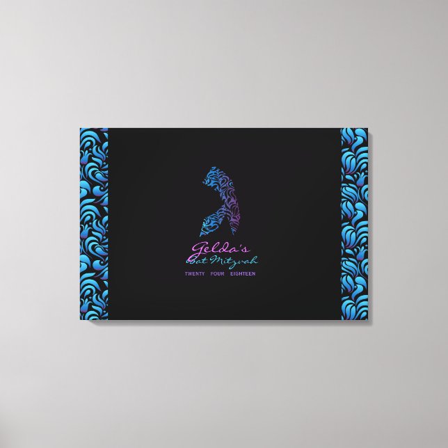 G - Gimel Hebrew Letter Bat Mitzvah Sign-In Board Canvas Print (Front)