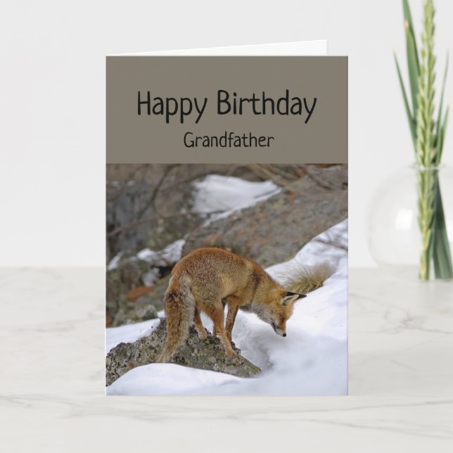 G Grandfather Wonderful Birthday Fox Animal Card (Front)
