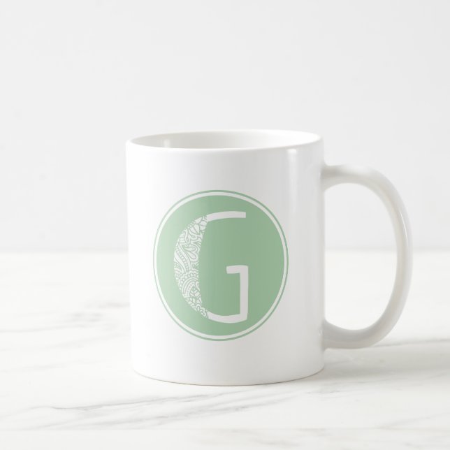 G Initial Floral Monogram Coffee Mug (Right)