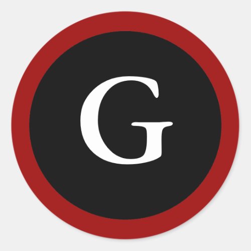 G  Initial G Letter G Red White  Black Stickers