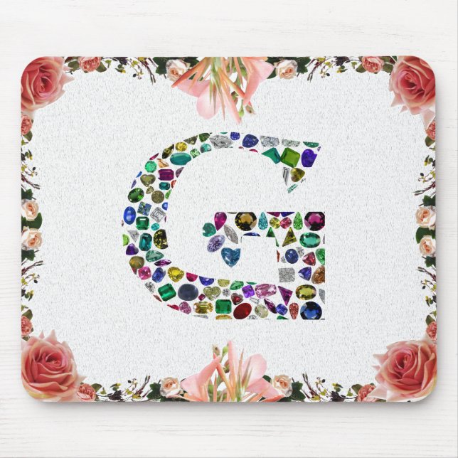 G Initial Gemstone Design Mouse Pad (Front)